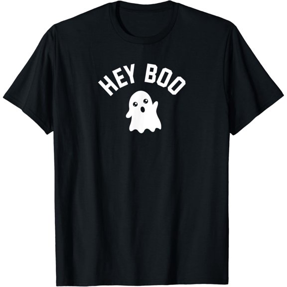 Hey Boo With Cute Ghost Illustration T-Shirt