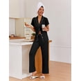 thumbnail image 4 of Ekouaer Pajamas for Women Set Button Up Sleepwear Cute Pjs Ruffle Sleeve Notch Collar Lounge Sets with Long Pants, 4 of 6