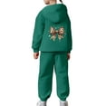 thumbnail image 7 of Girls Sweatsuit Bowknot Print Hoodie Jogger Soft Party Loungewear Comfy Play Casual Kids 2 Piece Outfits Dark Green 10-11 Y, 7 of 7
