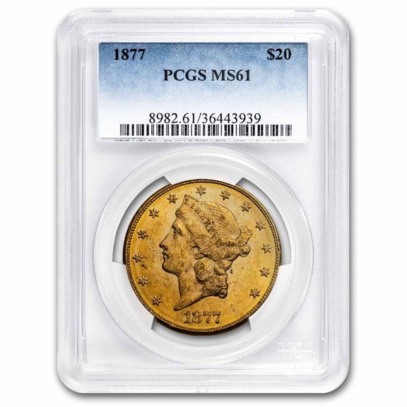 1877 $20 Liberty Gold Double Eagle MS-61 PCGS
