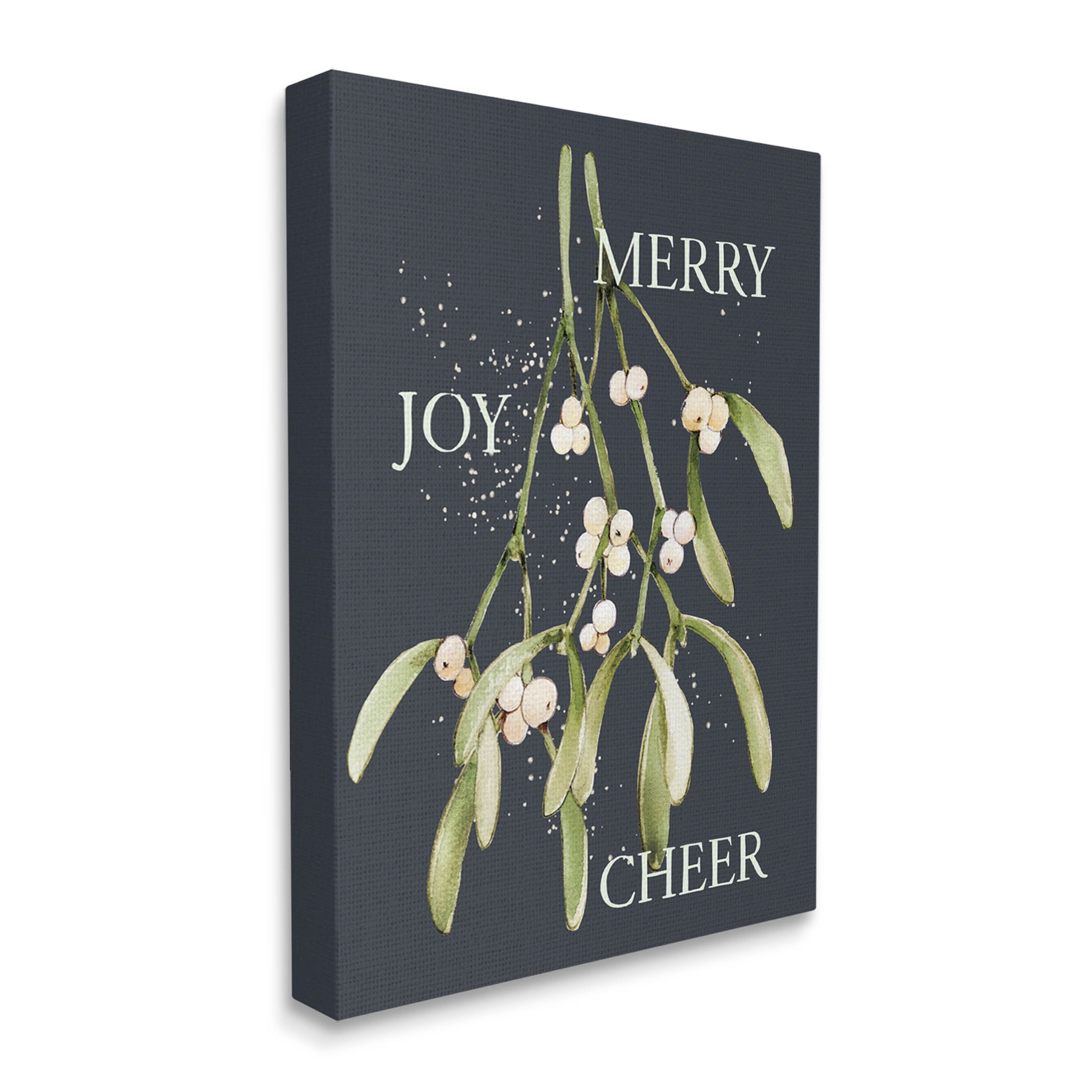 Merry Joy Cheer Holly Berries Holiday Graphic Art Gallery Wrapped Canvas Print Wall Art
