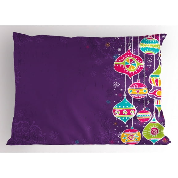 Ambesonne Christmas Pillow Sham, Doodle Balls, 26" X 20", Multicolor