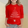 thumbnail image 2 of LRen Girl Christmas 3/4 Sleeve Shirt Funny Xmas Letter Printed Tree Graphic Tee Winter Holiday Top,5-6 Years,Z1-Red, 2 of 6