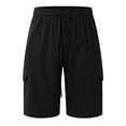 thumbnail image 4 of Caqnni Mens Casual Shorts Casual Jogger Multi Pockets Outdoor Hiking Work Elastic Waist Yoga Summer Trousers (Black,M), 4 of 5