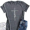 thumbnail image 4 of Femmes T-Shirt Col Rond T-Shirt Court Fille Manches Rondes Blouse Décontractée Lettre T-Shirt Top, Gris, XXL, 4 of 8
