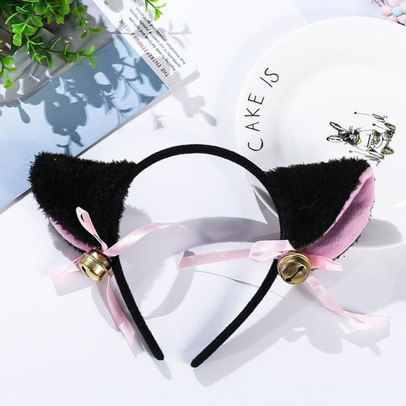 1 Pcs Halloween Cat Ears Headband, Soft Plush Cat Ears Hairband Cute Fuzzy Cat Ear Hair Hoop Black Hair Bands for Halloween Party Hair Accessory Women Skincare Makeup Wash Face