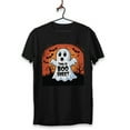 thumbnail image 3 of Halloween Custom T-Shirt for Men, Size XL - Cute Ghost Boo Sheet Personalized Cotton Tee, Crew Short Sleeve Picture Print Black Shirt, 5.3oz, 3 of 6