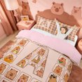 thumbnail image 3 of meiyoeat meiyoeat Personalized Capybara Monogram Bedding,Initial Letter Print A Duvet Cover Full,Pink Reversible,3pcs,1 Duvet Cover and 2 Pillowcases, 3 of 6