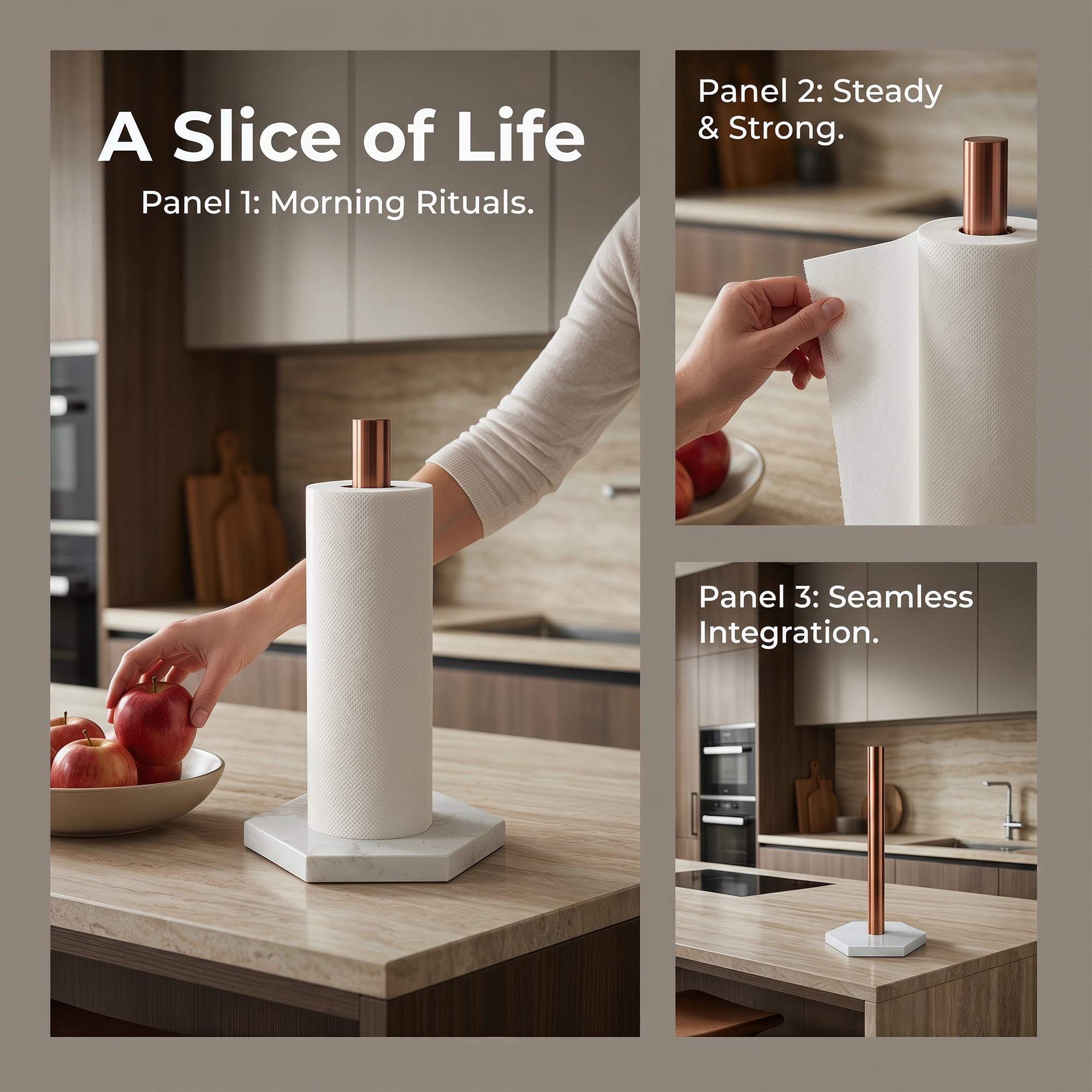Unique Bargains Non Slip Base Paper Towel Holder Brown A 11.7x3.3inch