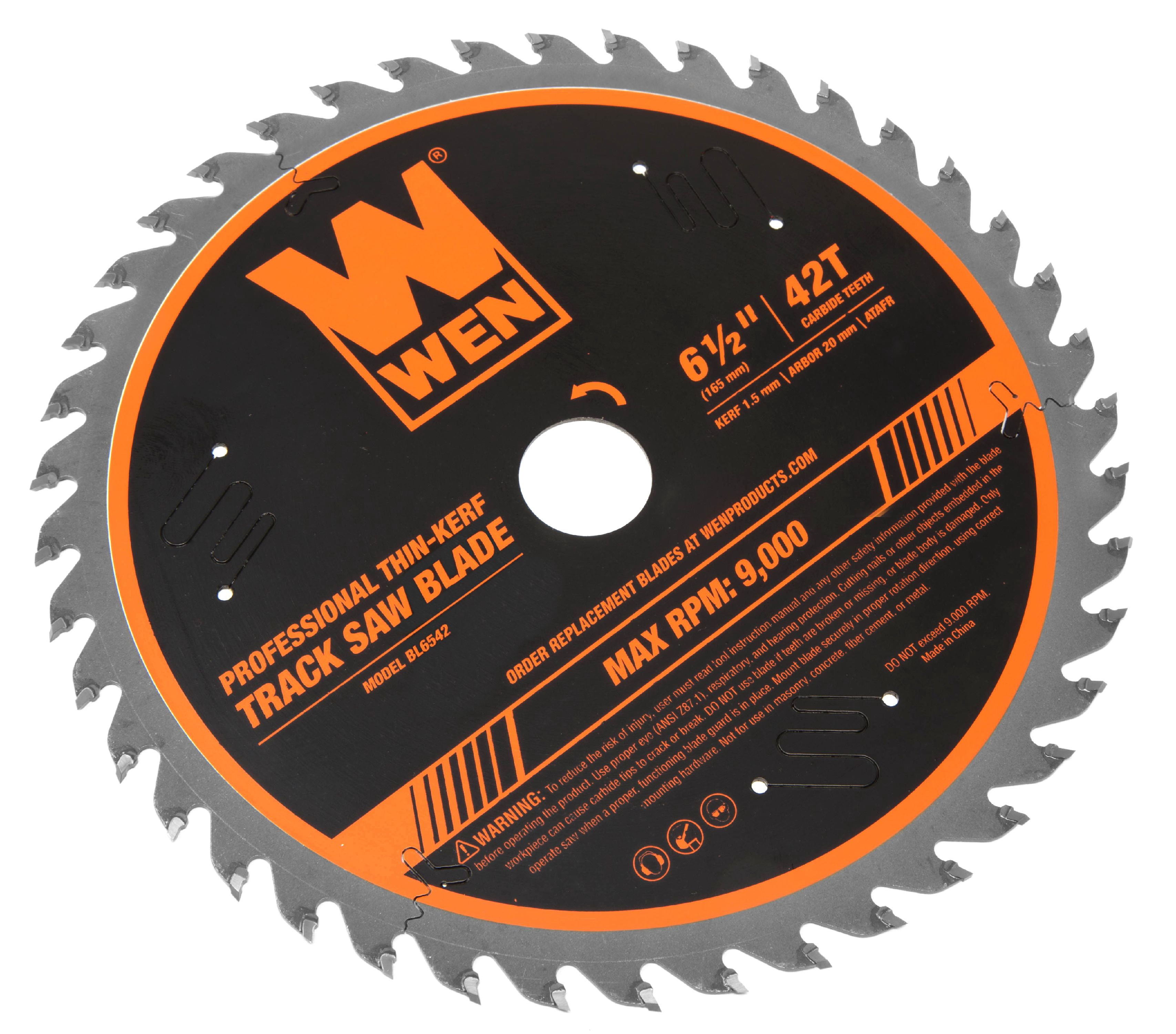 WEN 6.5-Inch 42-Tooth Carbide-Tipped Thin-Kerf Professional ATAFR Track Saw Blade