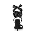 thumbnail image 4 of BLISSFUL STEP Women's Satin Lace Up Stiletto High Heel Sandals Black 5, 4 of 9