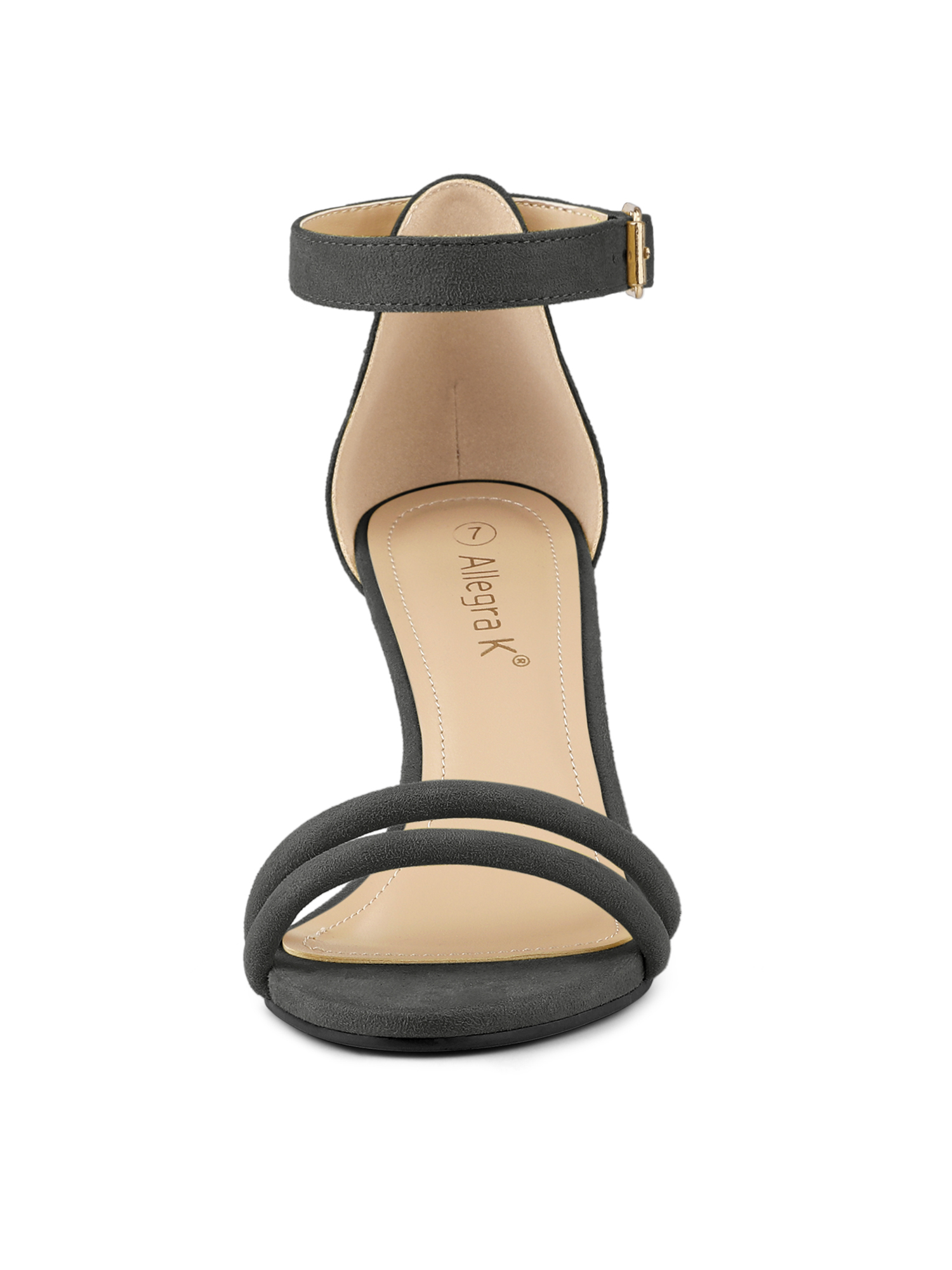 DARING DIVA Women's Kitten Heel Ankle Strap Sandals for Fashionable Occasions Gray 8.5
