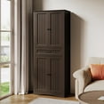 thumbnail image 3 of Asofer 71" Modern Pantry Storage Cabinet with Doors and Adjustable Shelves for Kitchen, Living Room, Dark Brown, 3 of 11