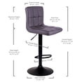 thumbnail image 4 of Bronte Living Leatherette Bar Stool with Adjustable Height, 360 Swivel Design, Comfortable Mid-Backrest, Pedestal Base with Footrest for Kitchen, Pub - Series Clementine - Set of 2, 4 of 9