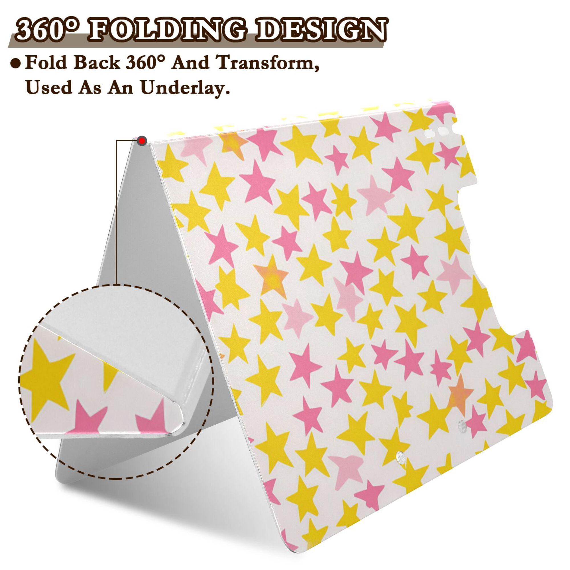 FORMRS A4 Clipboard Folder with Pen Holder Horizontal Foldable School Office Binder, White Stars Pattern