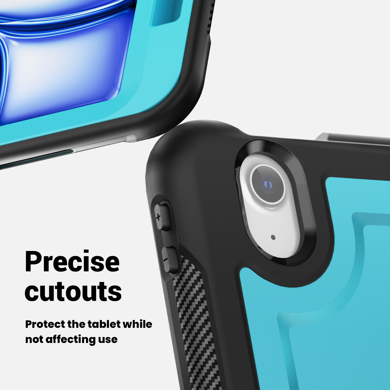 Shockproof Case for Apple iPad Air 11 Inch M3 M2 2025/2024, Rugged Hybrid Protective Cover with Pencil Holder & Shoulder Strap Kids Friendly Rotating Kickstand Case for iPad Air 11 Inch, Lightblue