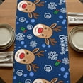 thumbnail image 5 of Christmas Navy Table Runner, Xmas Cute Elk Winter Leaves Cartoon Snowflake Washable Cotton Linen Table Runners 60 Inches Long, Dresser Scarf Runner for Coffee/TV Stands/Kitchen/Cabinets 13''x60'', 5 of 9