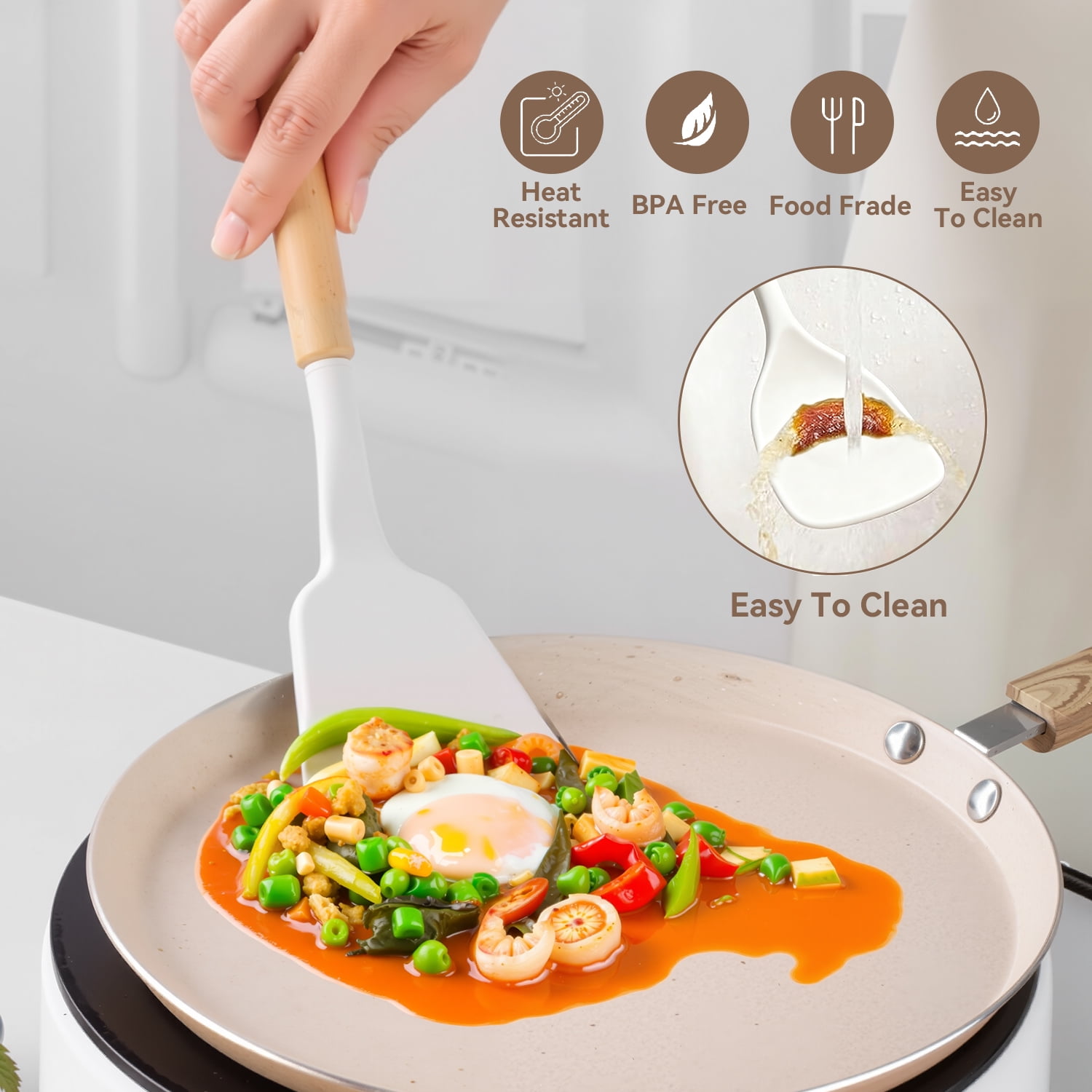 19PCS Kitchen Utensils Set for Cooking, 11 Cooking Utensils, 6 Knife set Beige,3 Utensil Sets,utensilios de cocina