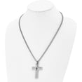 thumbnail image 4 of Chisel Stainless Steel Polished 1/10 carat Black Diamond Cross Pendant on a Curb Chain Necklace - 22" Natural Diamonds, 4 of 7