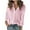 Pink, variant on Womens Linen Long Sleeve Button Down Shirt Loose Fit Casual V-Neck Tops