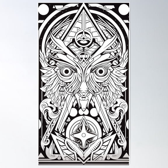 Abstract 80'S Inspired Coloring Page Poster Wall Art, Modern Wall Decor For Living Room Bedroom, 8x12 UNFRAMED