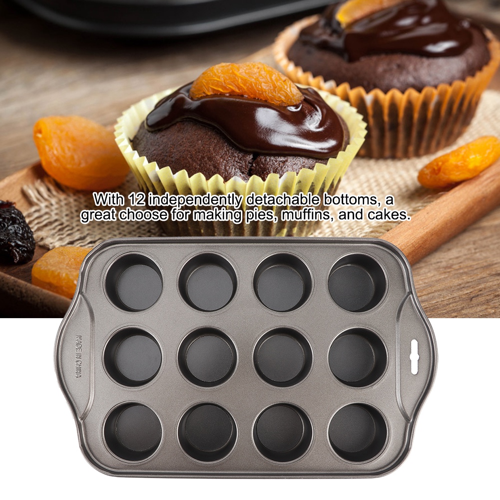 Moule à Gâteau Rond 12 Cavités - Mini Moule à Cheesecake En Acier Antiadhésif, Fond Amovible - Pour Four