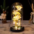 thumbnail image 5 of HCBY 3 Gold Foil Roses in Glass Dome with LED Lights, Eternal Flower Gift for Women Her, Christmas Valentine‘s Birthday, Battery Powered (Batteries Not Included)(Black warm light,8.19"x4.49"), 5 of 6