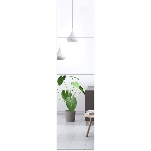 ERDS-® Full Length Mirror Tiles, Frameless Wall Mirror 12 Inches 4 Pieces, Body Mirror, Long Mirror, Gym Mirrors for Home Gym, Used as Door Mirror, Closet Mirror, Room Mirror, Easy to Install