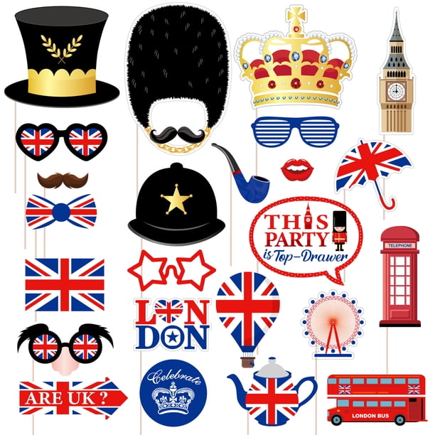 Accesorios fotográficos creativos con la bandera de arroz británico. Bandera de Love London. Bandera triangular. Accesorios fotográficos