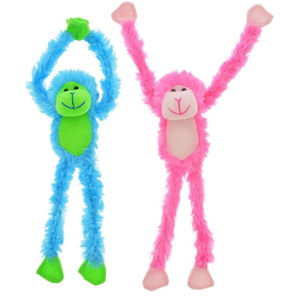 Set Of 4 Fuzzy Friends Plush Monkey with Sticky Hands Furry Stuffed Animal 