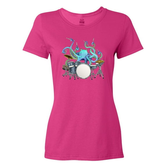 Inktastic Cute Blue Octopus Drumming Women's T-Shirt