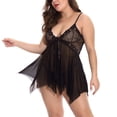 thumbnail image 3 of Ropa de dormir sexy para mujer T-thongs Malla Vestido de encaje floral Ropa de dormir, Negro, 4XL sidaley XX000049-22, 3 of 7
