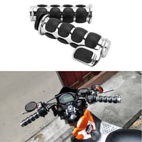 1 inch Motorcycle Hand Grips Universal Non-Slip Rubber for Harley Davidson Street Glide Sportster 883 Honda Yamaha Suzuki Kawasaki Cruisers 25mm Handlebar Throttle Grips Black Chrome