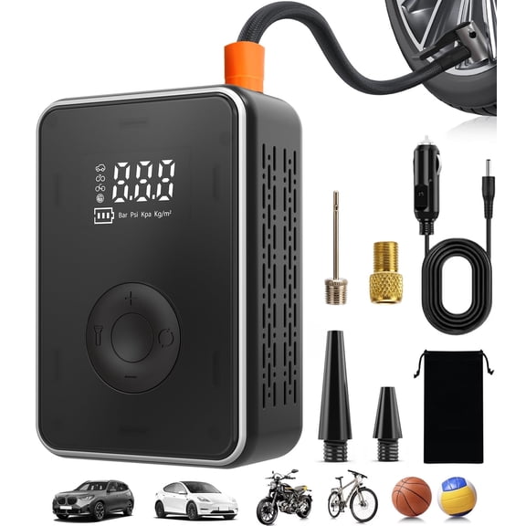 Cordless Tire Inflator Portable Air Compressor,6000mAh 150 PSI Air Pump with Digital Pressure Gauge LED Light for Car / Bikes / Motorcycle Tires & Ball