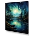 thumbnail image 2 of Designart "Aurora Reflections of Northern Lights II" Landscapes Canvas Wall Art - Traditional Green Northern Lights Entryway Wall Art, 2 of 6