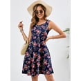 thumbnail image 3 of Chiclily Summer Sleeveless Dress Casual Beach Cover up Tank Sundress with Pockets, Rose Navy Blue M, 3 of 6