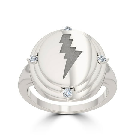 Elvis Presley Diamond Jukebox Lightning Bolt Ring In Sterling Silver