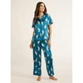 thumbnail image 2 of Joyspun Women’s Satin Top and Pants Pajama Set, 2-Piece, Sizes XS-3X, 2 of 5