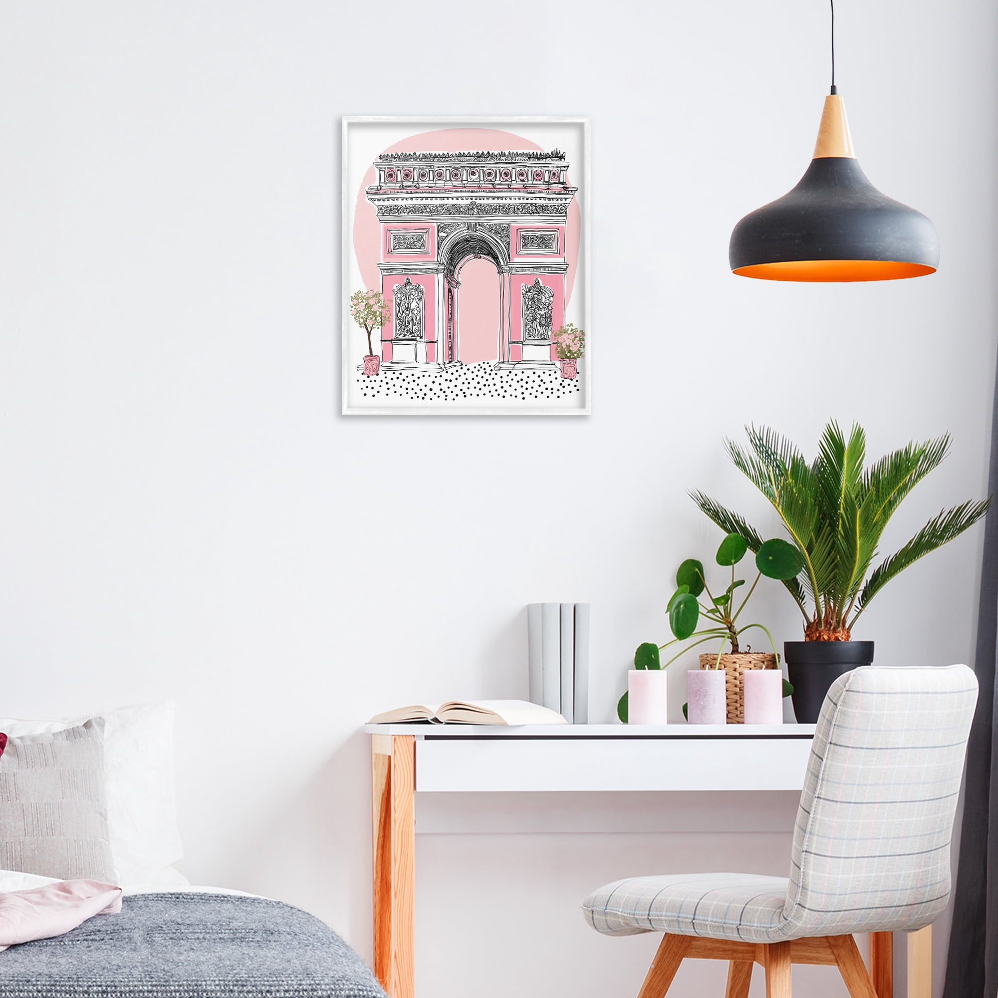 Stupell Industries Pink Neoclassical Archway White Framed Giclee Art, design by Jess Stempel