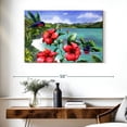 thumbnail image 3 of Elephant Stock Hibiscus Hummers Wall Art - Horizontal Canvas Wall Art - Hallway Wall Decor - Floral And Botanical Canvas - Red And Green Decor By Carolyn Steele - 39" x 26", 3 of 8