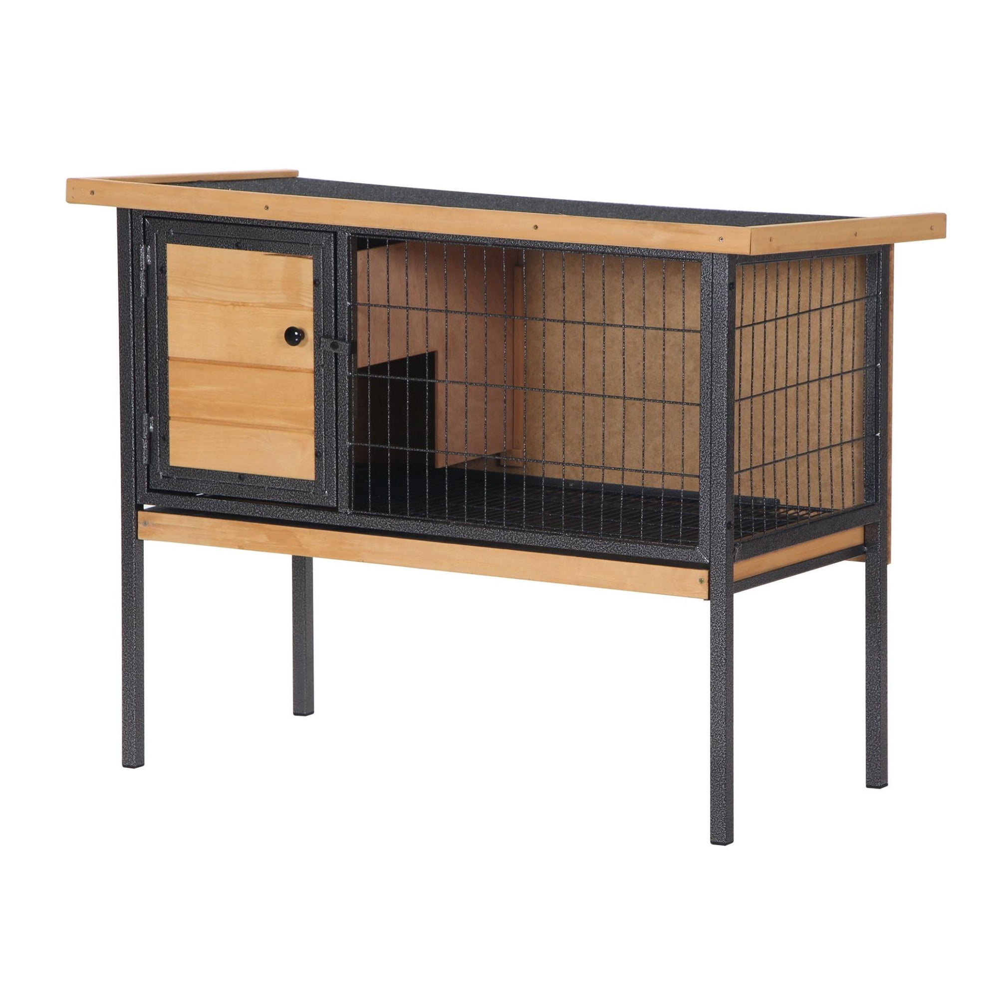Elevated Outdoor Rabbit Hutch Wooden Pet House Bunny Cage with Removable Tray 36L x 17.75W x 27.5H Natural