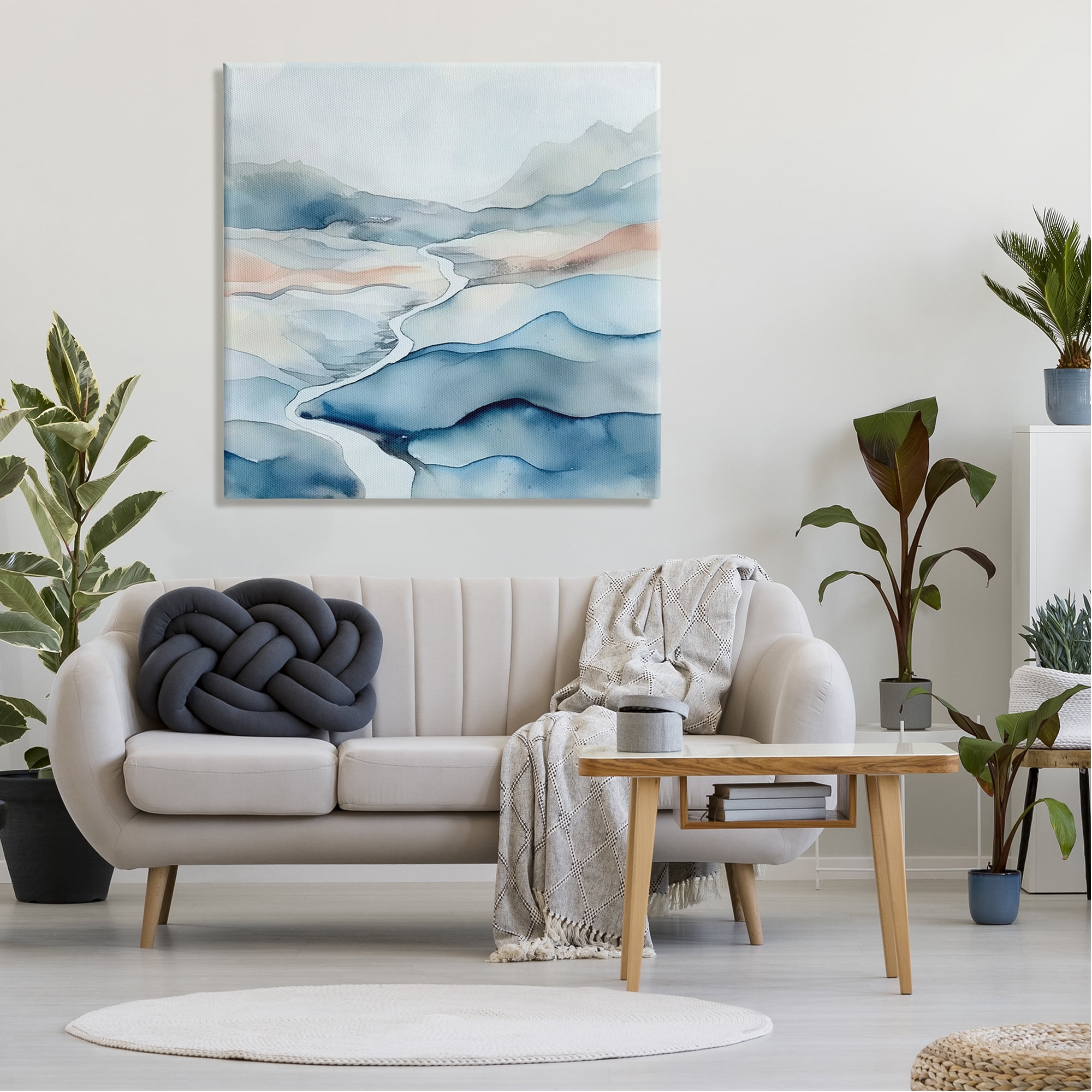 Stupell Industries Abstract Mountain Stream Landscape Painting Gallery Wrapped Canvas Art Print Wall Art, 36 x 36