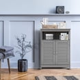 thumbnail image 3 of Giantex Bathroom Floor Storage Cabinet, Multifunctional Free Standing Storage Cabinet with Double Shutter Doors and Adjustable Shelf, 23.5 x 12 x 31.5 inches (Grey), 3 of 8