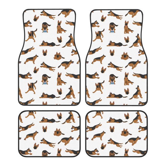 Fotbe German Shepherd Dog Juego de 4 Tapetes para Auto con Estampado – Alfombrillas de Goma Reforzada, Diseño Antideslizante, Protección para Todo el Año – Vehículos, Autos, Camionetas y SUVs