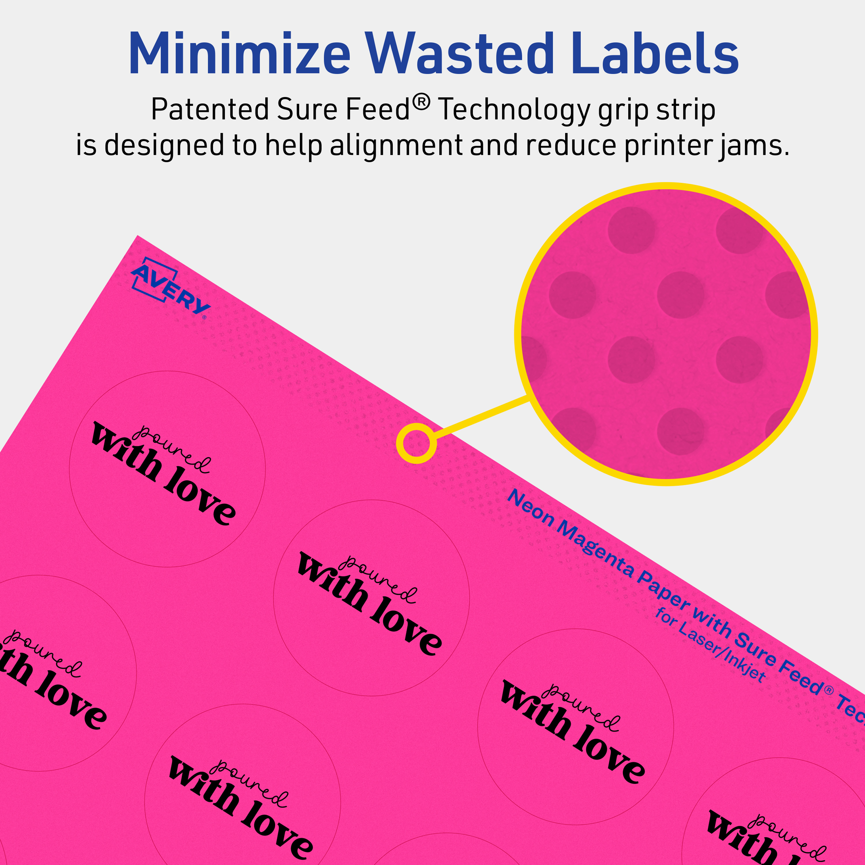 Avery Printable Round Labels, Neon Magenta, 1-5/8" Diameter, 400ct