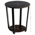 thumbnail image 5 of Resenkos Nightstand,Coffee Side Table,2-tier Round End Table with Storage Shelf & Metal Frame-Walnut, 5 of 8