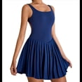 thumbnail image 2 of Falda Plisada para Yoga, Correr, Fitness, Tenis, Azul Marino, Talla L, 2 of 7