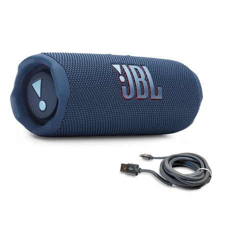 JBL Flip 7 Portable Bluetooth Speaker & 6ft USB-C Braided Cable Bundle - Blue