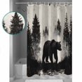 thumbnail image 4 of Brown Bear Forest Silhouette Shower Curtain, 36" x 72", Vintage Animal Tree Waterproof Bathroom Curtain Washable Shower Curtain Set with 12 Hooks, 4 of 6