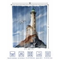 thumbnail image 4 of Split Shower Curtain for Transfer Bench, Beach Lighthouse Fabric Shower Curtains for Bathroom, Coastal Ocean Sky Birds Oil Painting Tub Sliding Transfer Bench Waterproof Bath Curtains 72"x96", 4 of 9